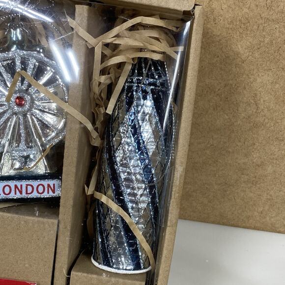M&S London Christmas Glass Ornaments Set Of 3 The Shard Gherkin London Eye - New - Picture 4 of 7